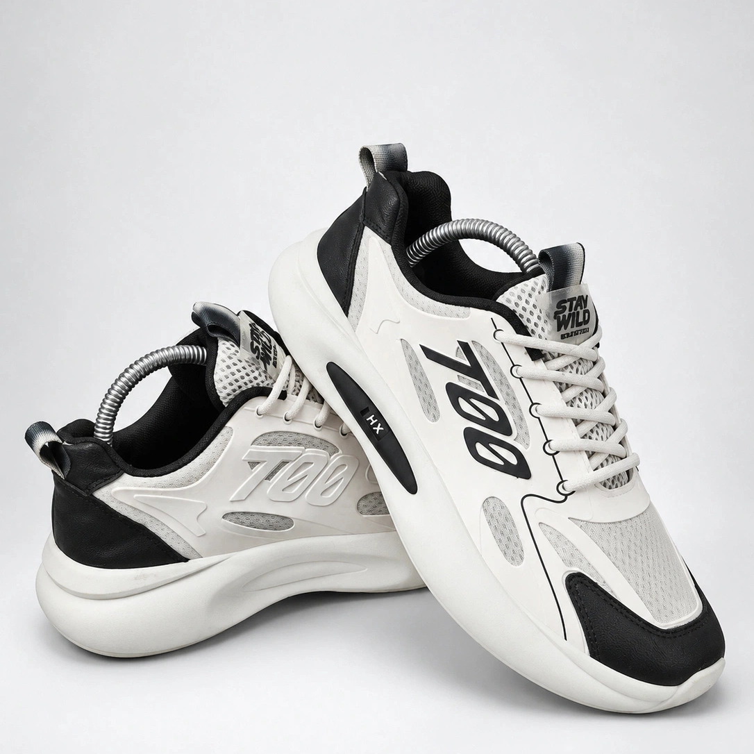 White and Black Chunky Sneakers image 1