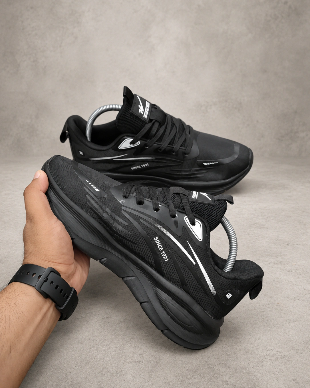 All-Black Textured Sneakers