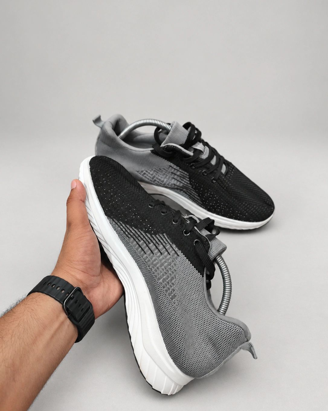 Black and Grey Knit Sneakers