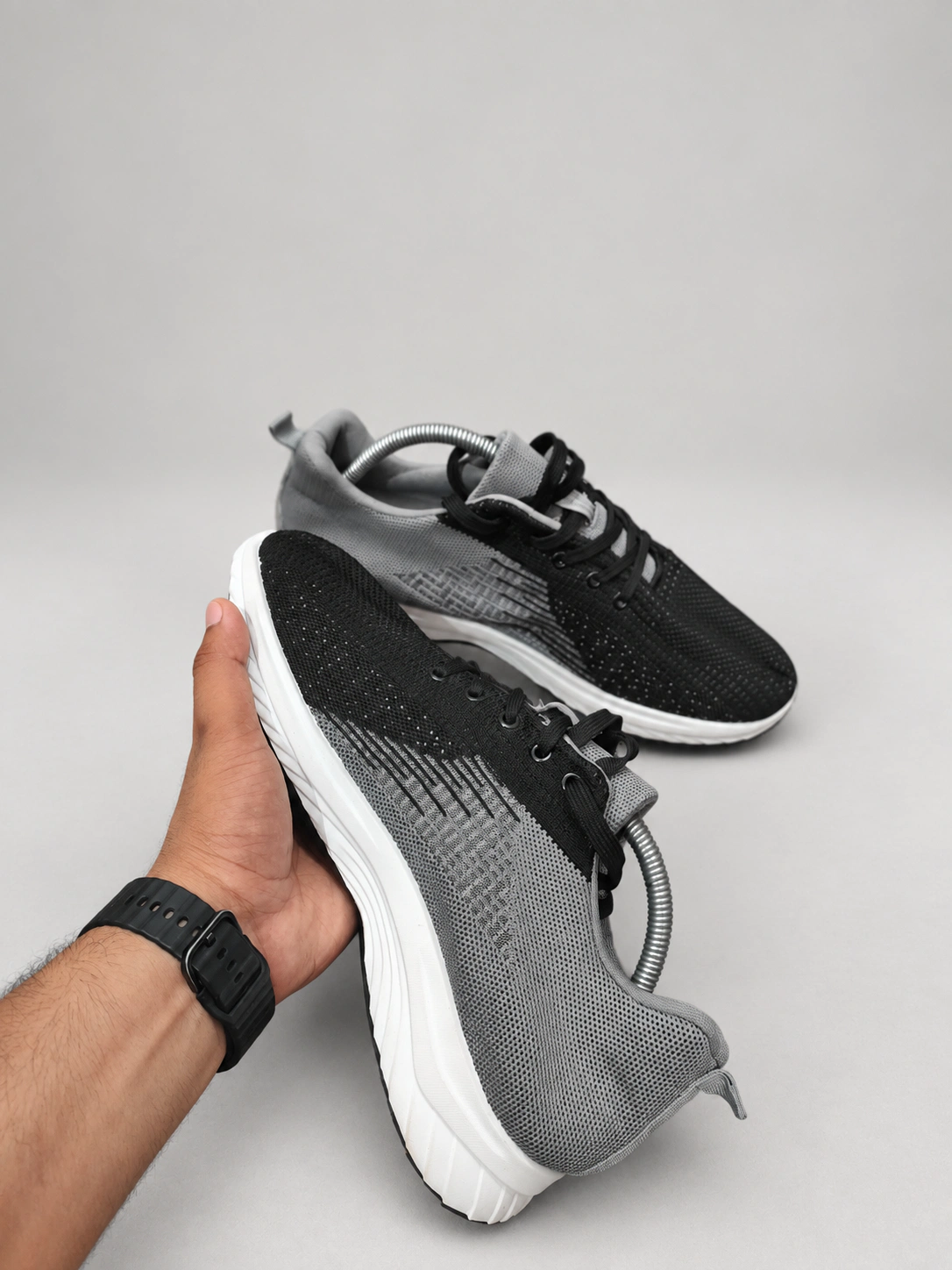 Black and Grey Knit Sneakers image 1