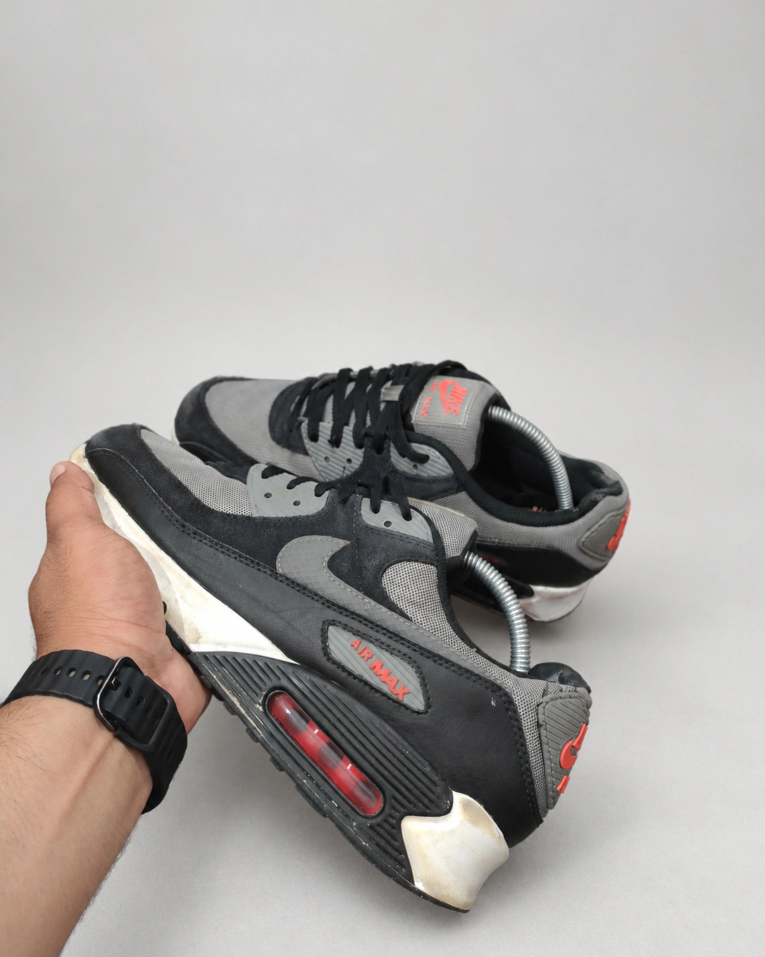 Nike Air Max Black, Grey & Red Sneakers