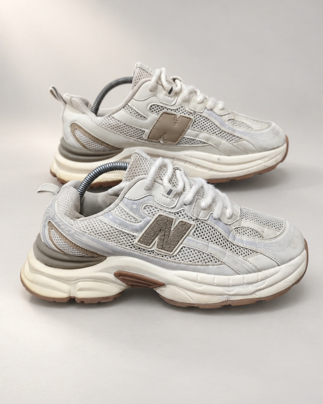 740 Cream Mesh Chunky Sneakers
