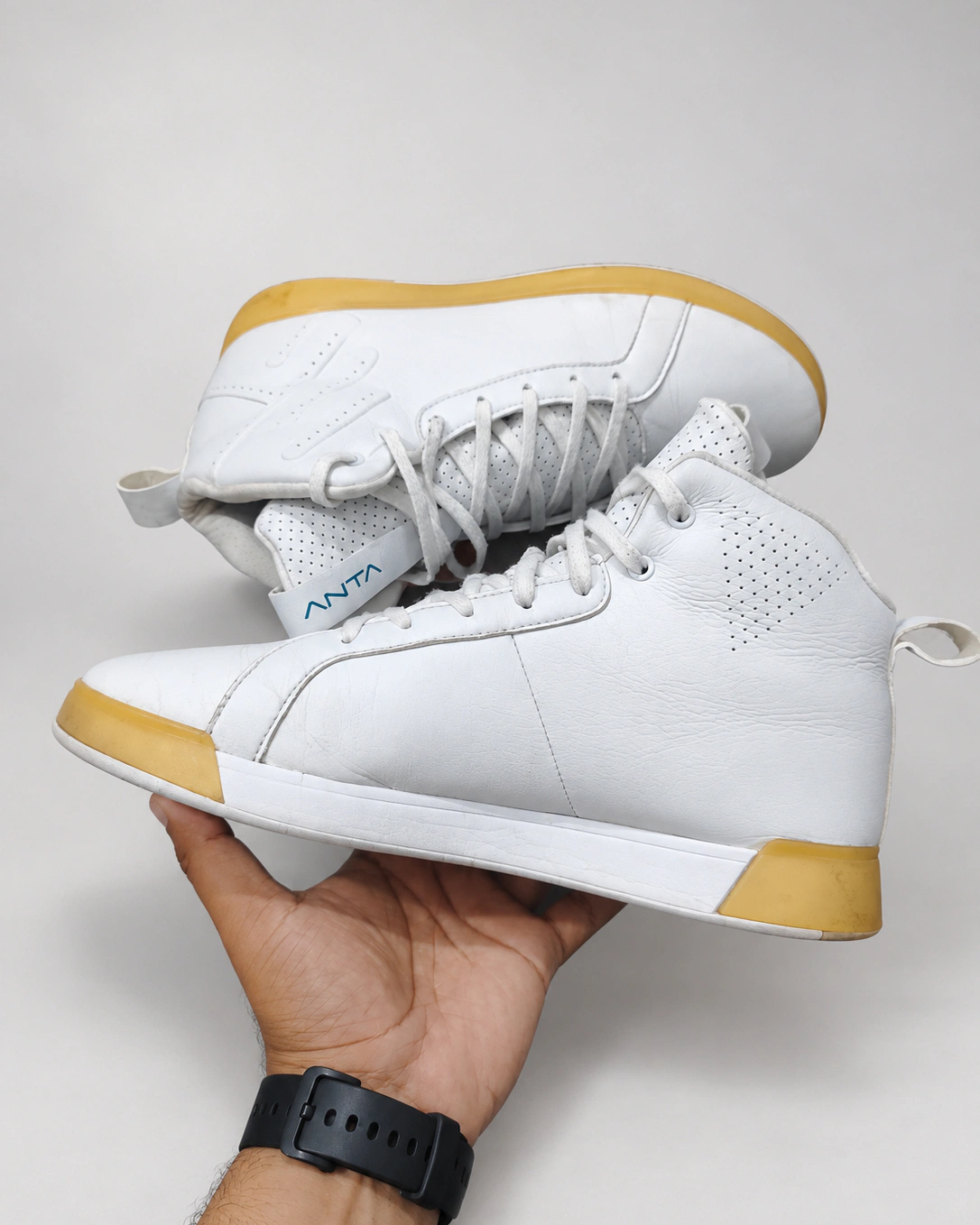 ANTA White Leather High-Top Sneakers